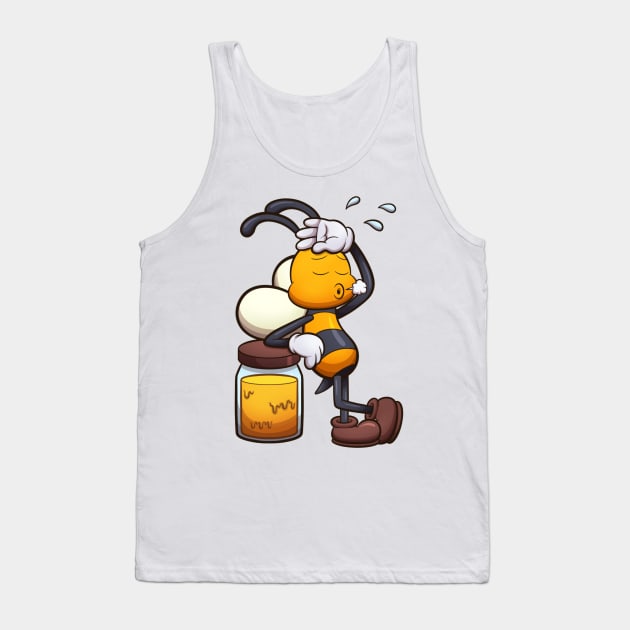 Exhausted Cartoon Bee Tank Top by TheMaskedTooner